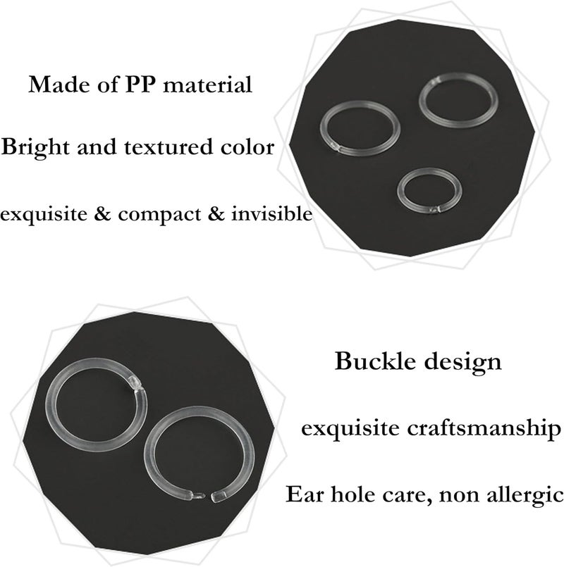 Melimarry 20 Gauge Anti-Allergy Unisex Plastic Hoop Ear Retainers, Clear Nose Rings, With Buckle, For Sensitive Ears & Skin - Image 5